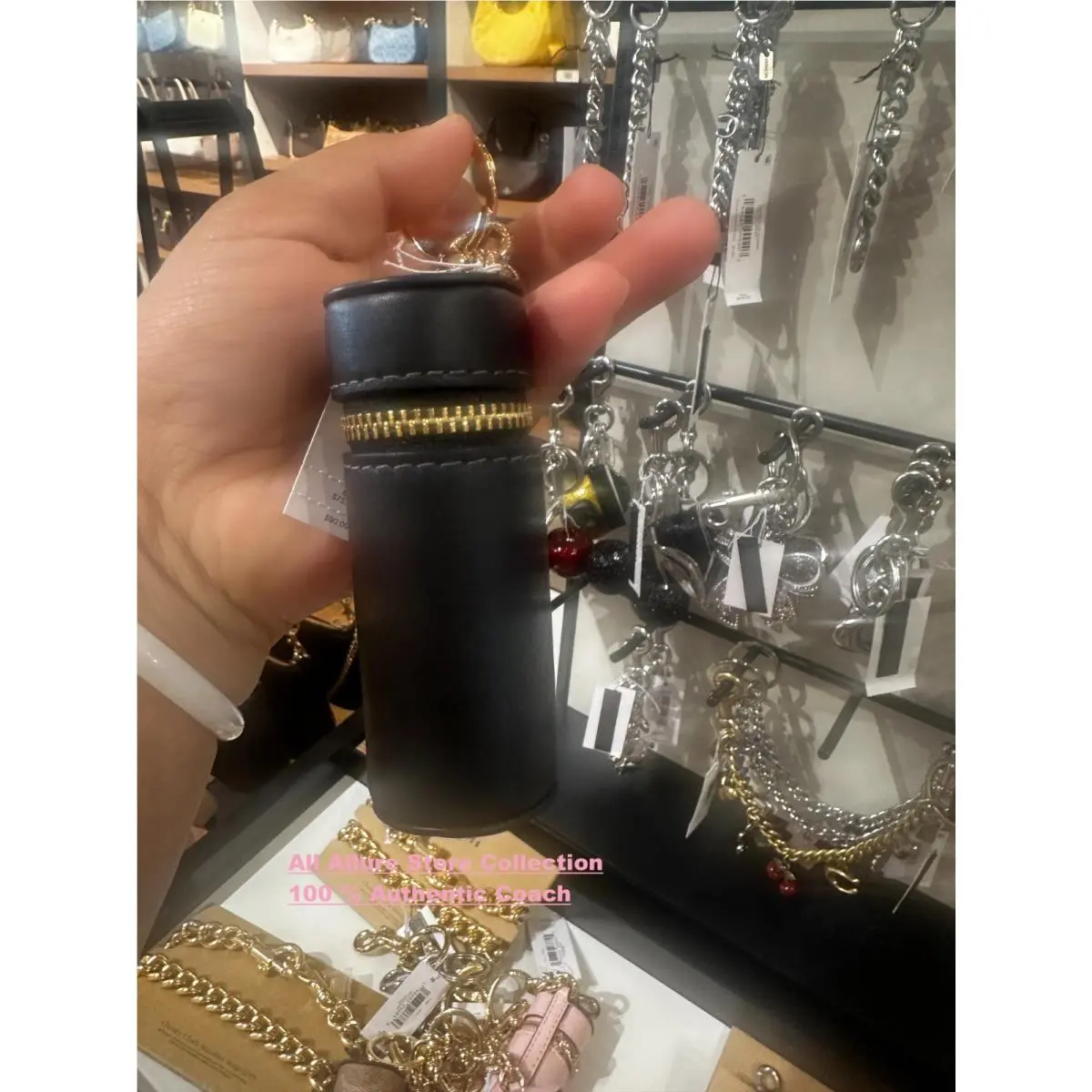 Lipstick Case Bag Charm CEM91 Soft Pink For Handbag Purse Tote Wallet black by Coach