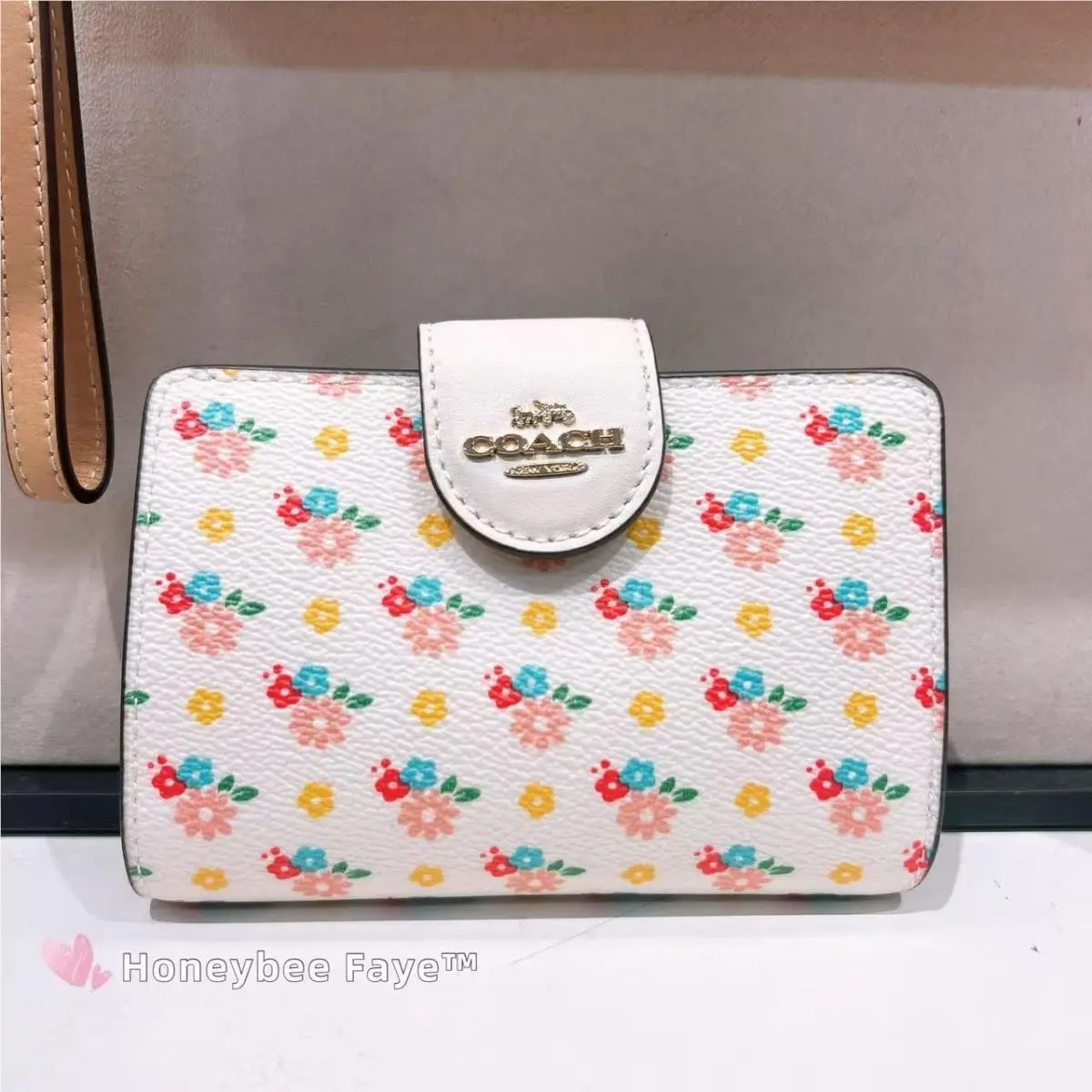 Coach Medium Corner Zip Wallet with Floral Print CFA17/CFD94/CW786/CDF13