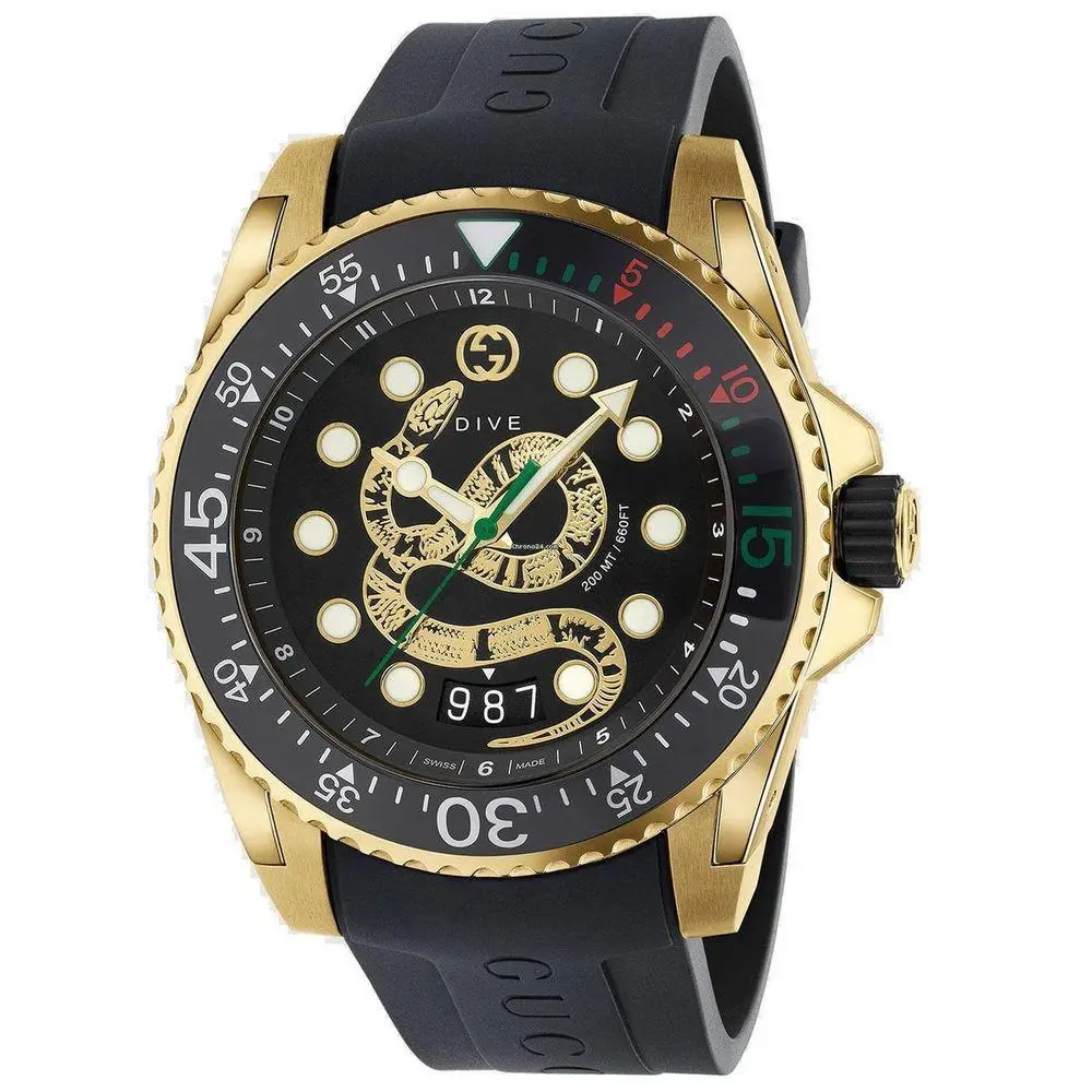 Black Rubber Sport Watch by Gucci