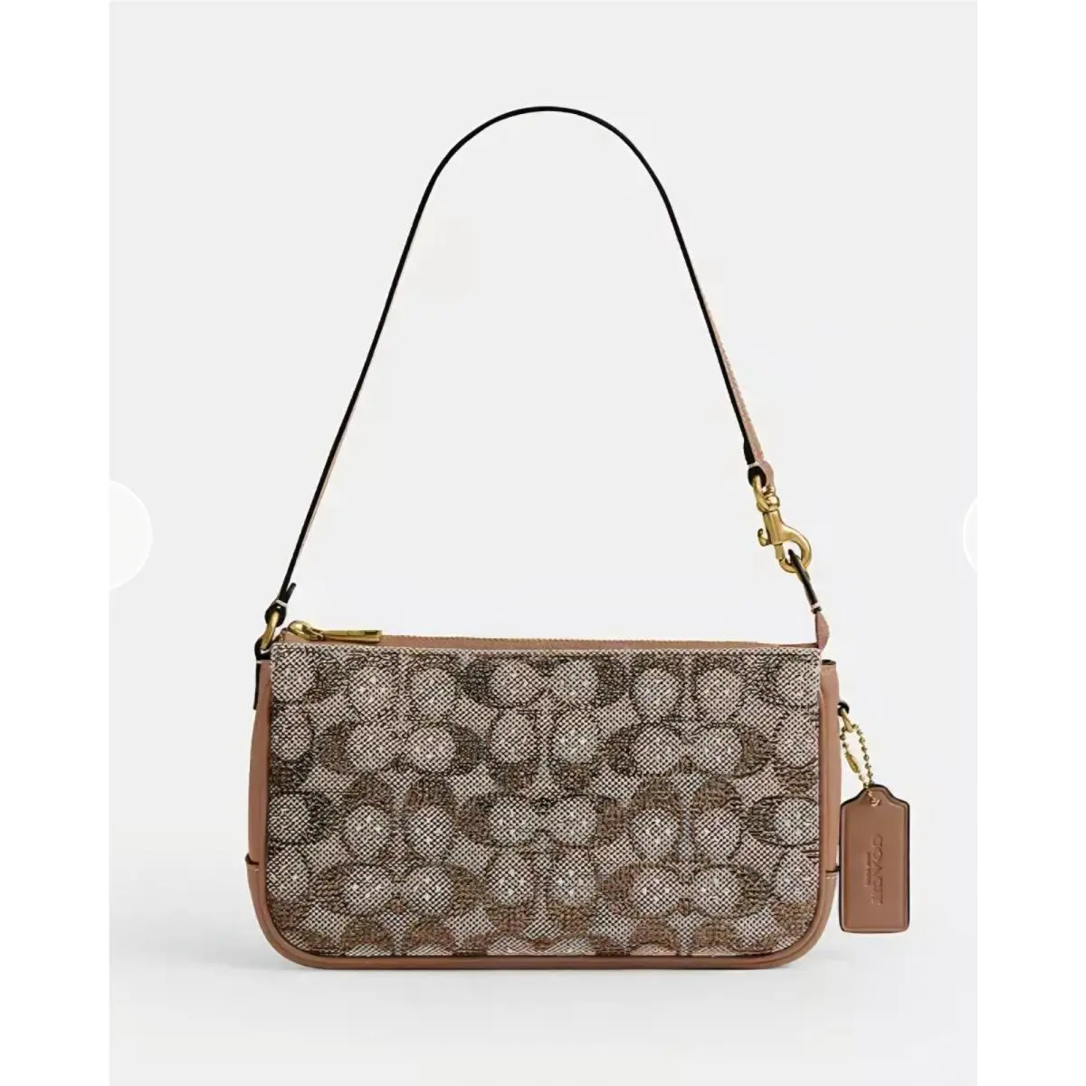Coach Plaza Bag In Crystal Signature Jacquard Mushroom CFG63 Leather
