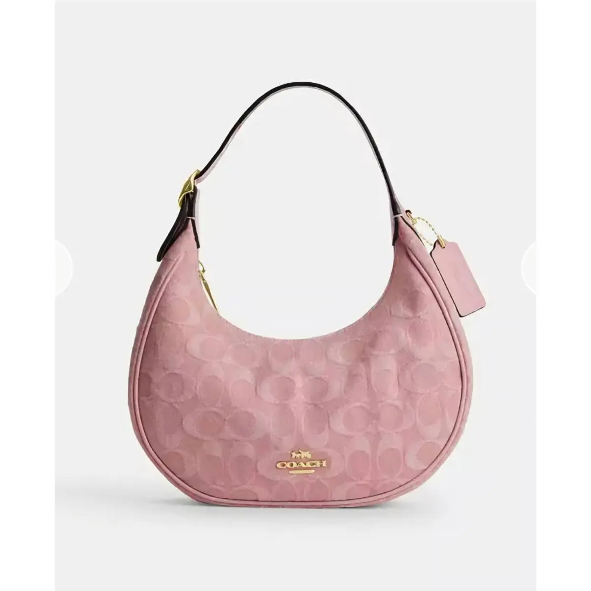 Coach Emily Shoulder Bag In Signature Denim Gold Light Pink CEN04 Handbag