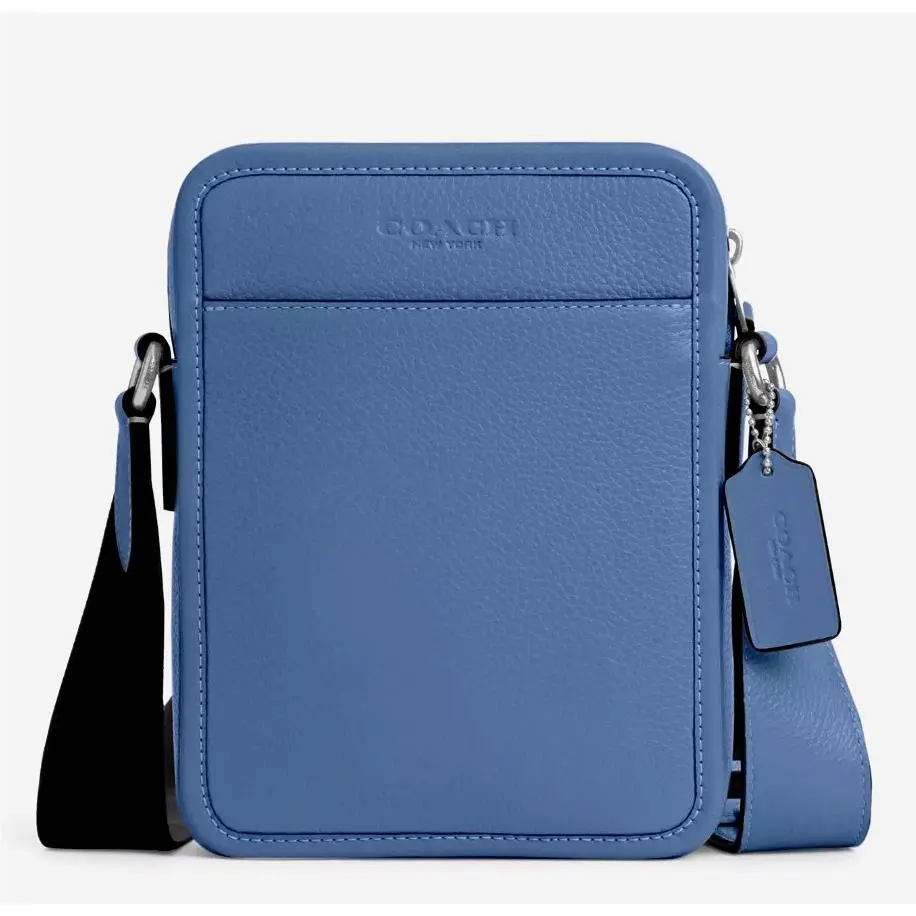 Coach Sullivan Crossbody Bag CAT81 In Light Denim Pebbled Leather Silver