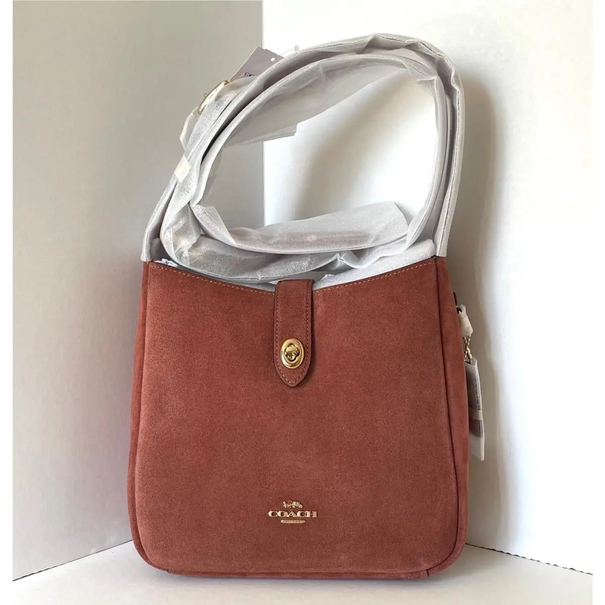 Coach Hadley Convertible Crossbody Bag CCG43 Gold Clay Suede Leather