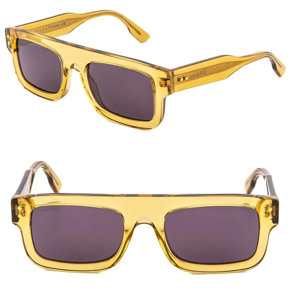 Gucci Gg1085S 1085 Crystal Yellow Diamond Unisex Chunky Bold Sunglasses 003