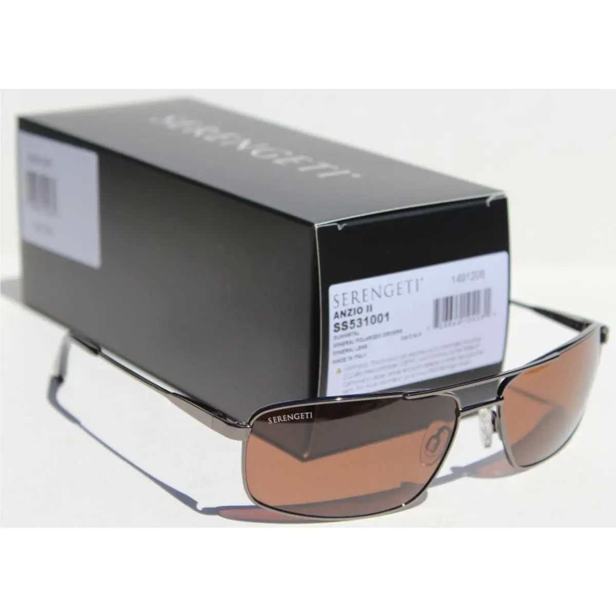 Serengeti Anzio II Polarized Sunglasses Gunmetal/mineral Drivers SS531001 Italy
