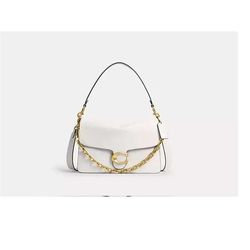 Coach Women`s Chain Tabby Leather Shoulder Bag 30 in White