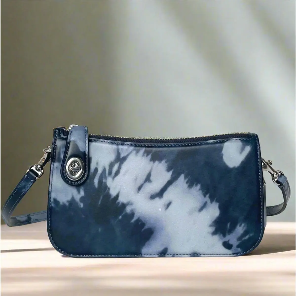 Penn Shoulder Bag CU049 Blue Tie Dye Leather Y2K Small Clutch Purse by Coach