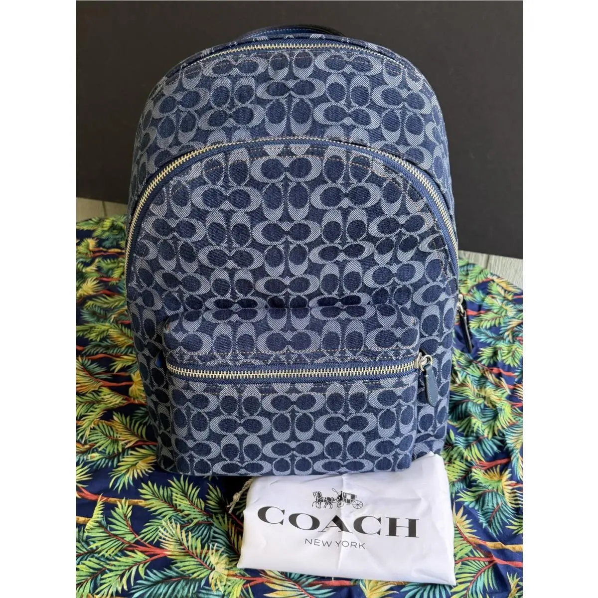Coach CAJ71 Charter Backpack Signature Denim Leather 16 Laptop Bag