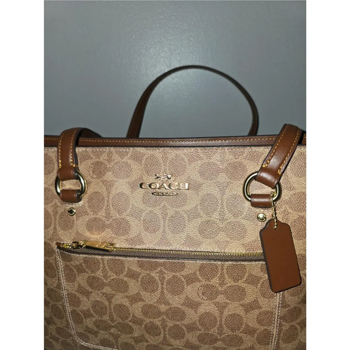 Coach Station Tote Bag - Maxi Signature Canvas Tan/brown - W/tags