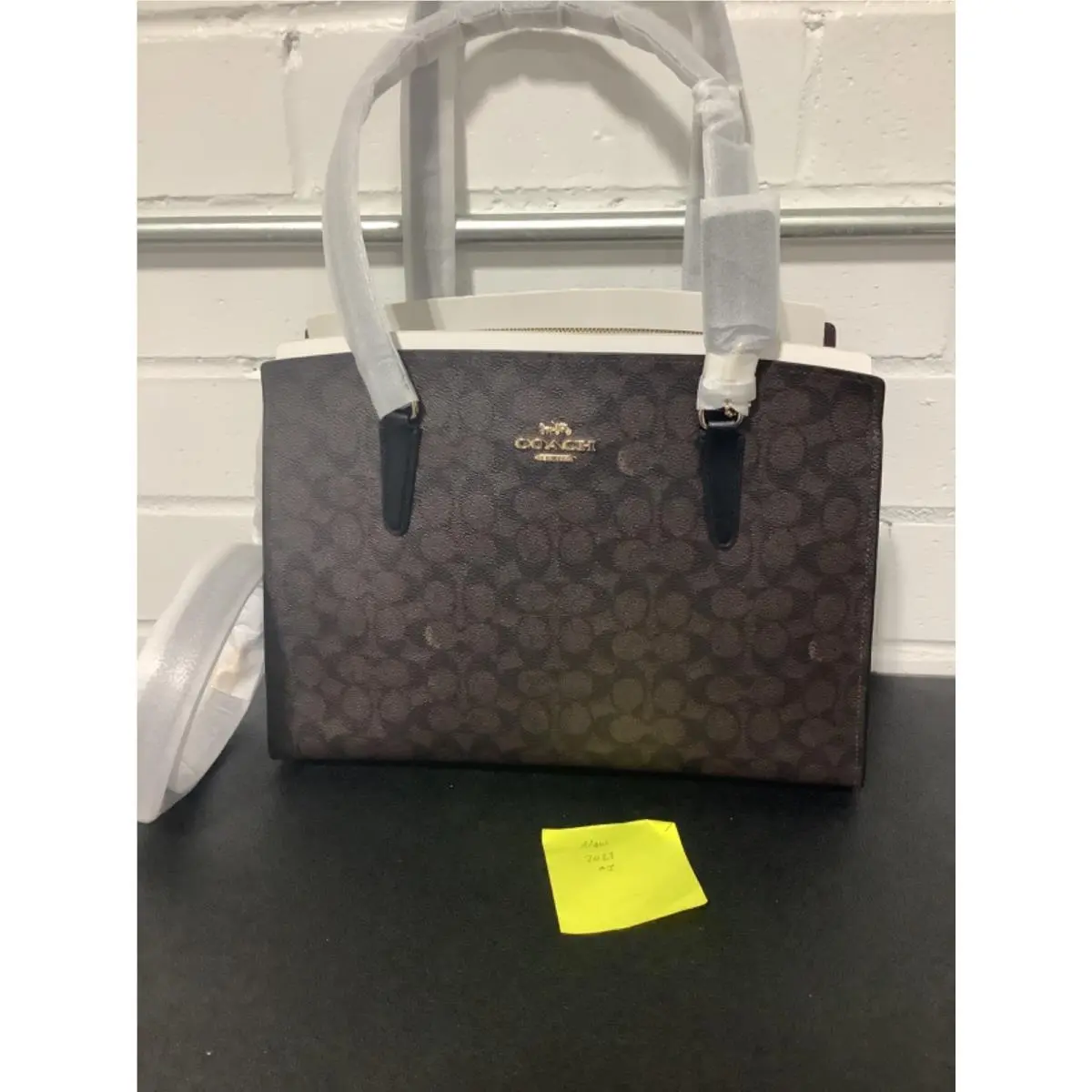 Mollie Tote 25 Signature Canvas Crossbody Strap Im/walnut/black by Coach