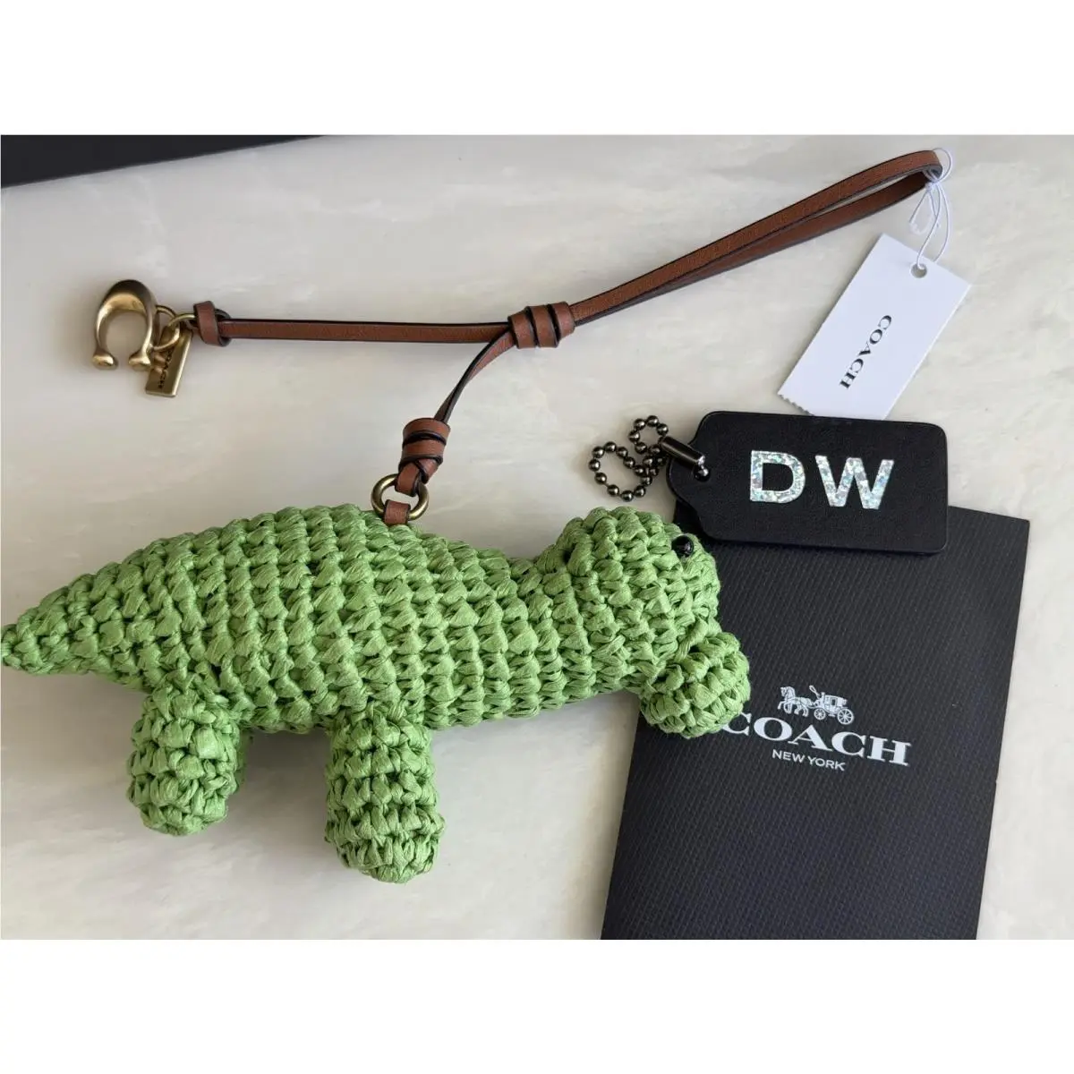 Green Rexy Dinosaur Straw Bag Charm CER53 by Coach