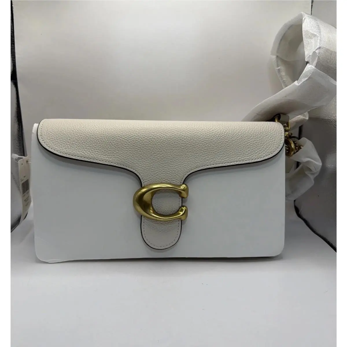Coach Tabby Bag 26- Chalk/ Brass Crossbody Flap Bag- White and Gold W/tag