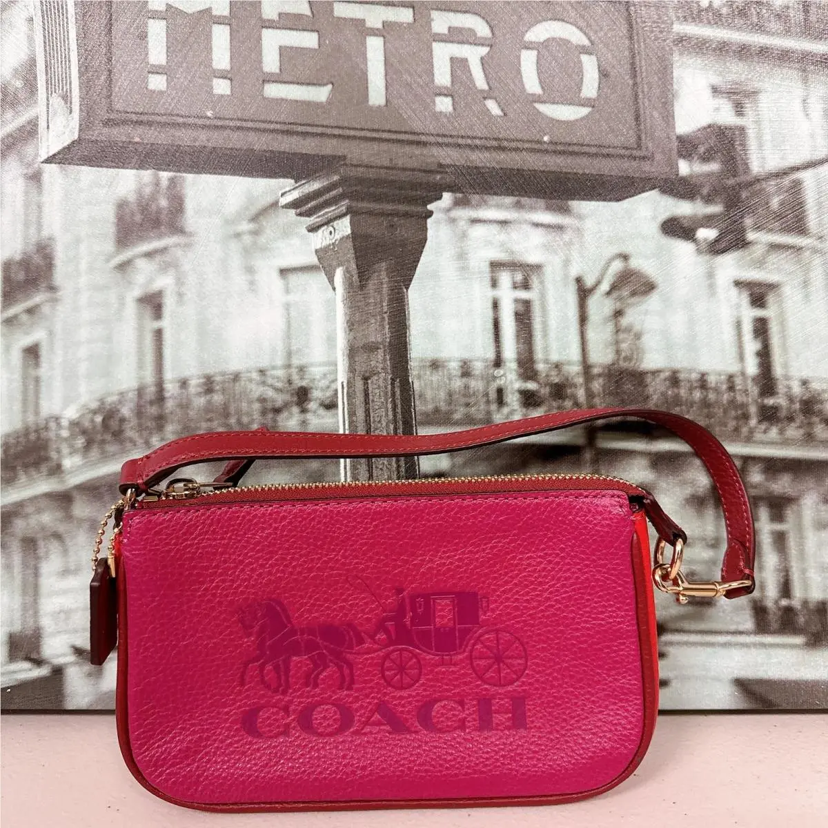 Coach C5579 Nolita 19 with Horse and Carriage Wristlet/mini Bag In Bright Violet