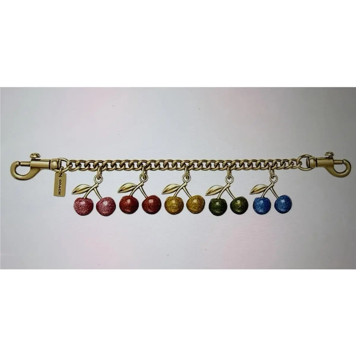 Coach Rainbow Cherries Chain Bag Charm Brass CER37