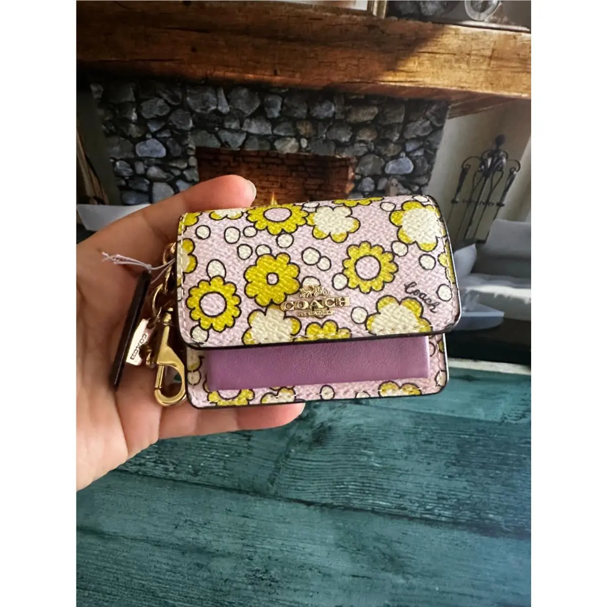 Coach Mini Klare Bag Charm with Blocked Floral Print CBL32 Im/lilac Multi