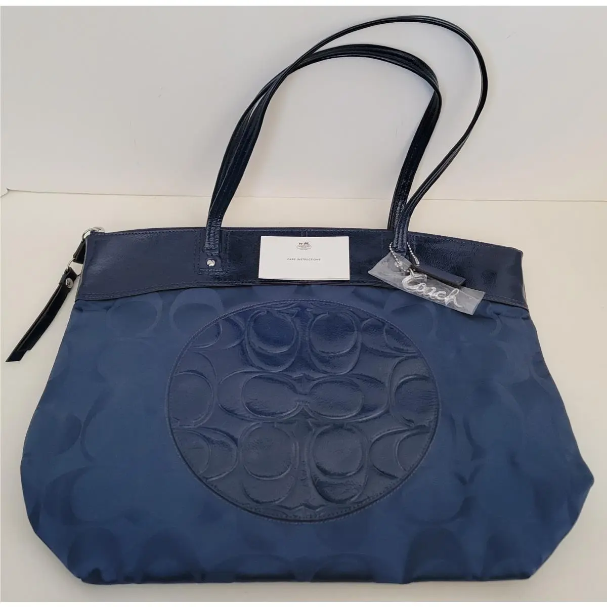 Signature Purse G1220-F19440 Navy Blue Silver Large Tote w/ Tags by Coach