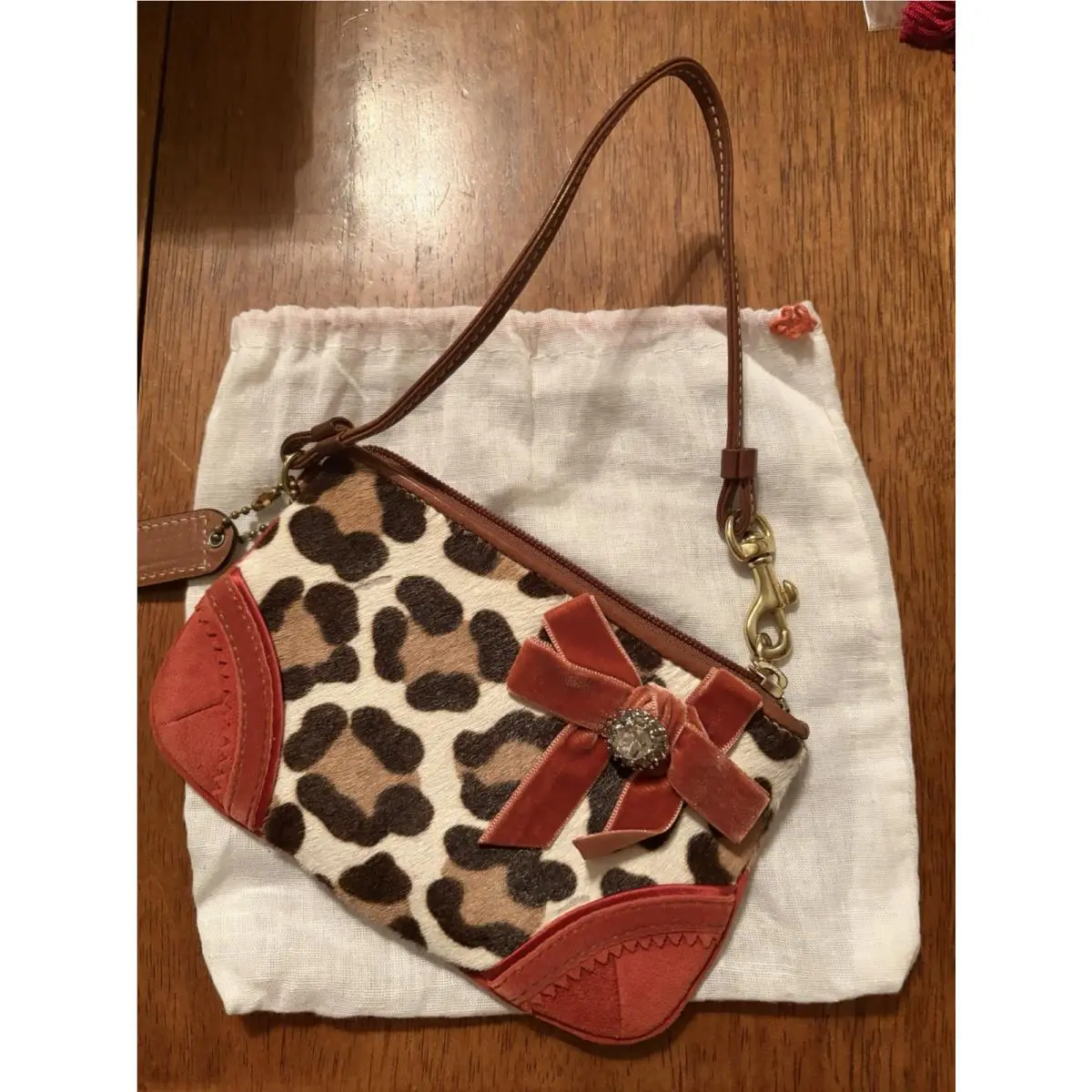 Y2K Coach Wristlet Animal Print Pink