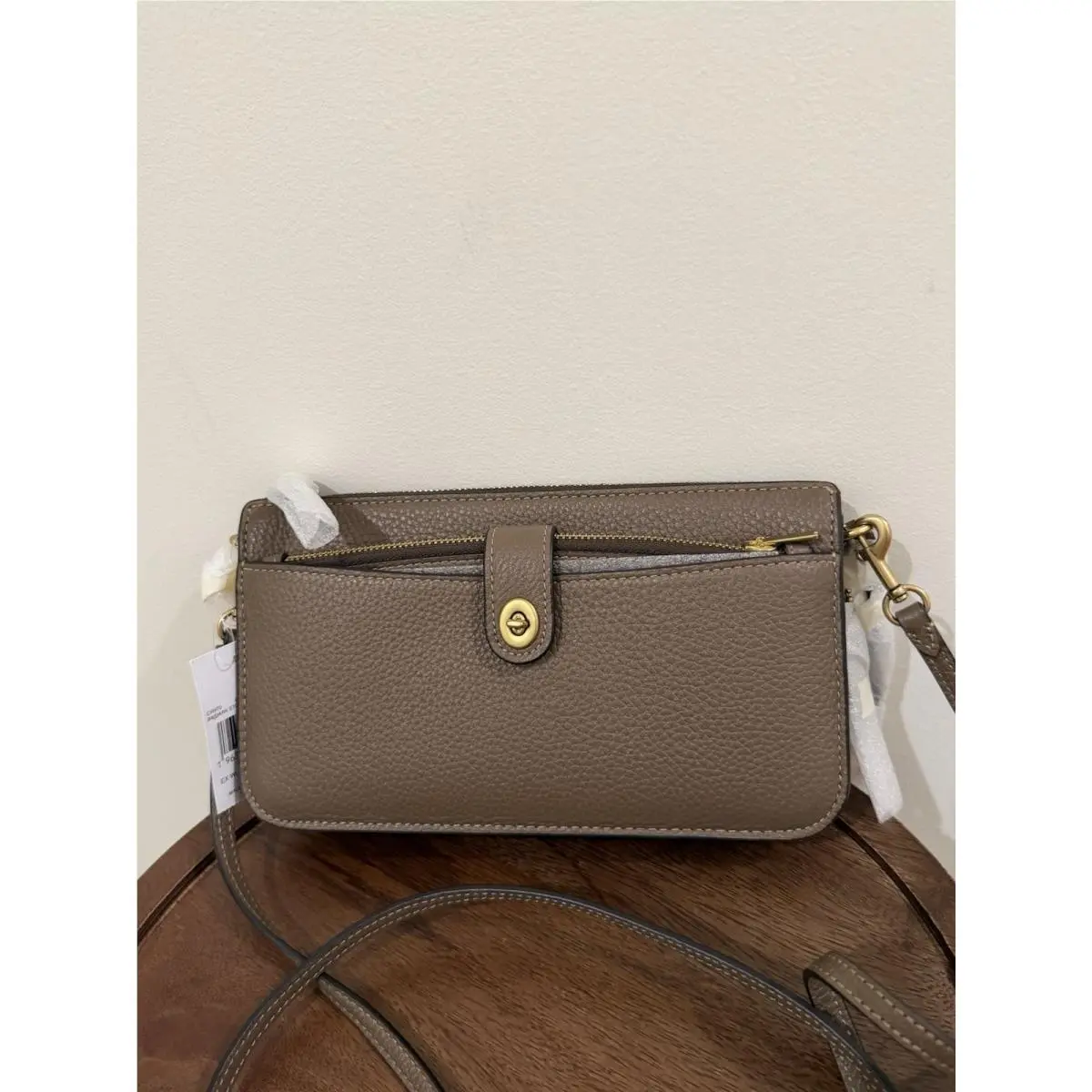 Coach Bella Leather Crossbody Bag Clutch Wallet Color Dark Stone