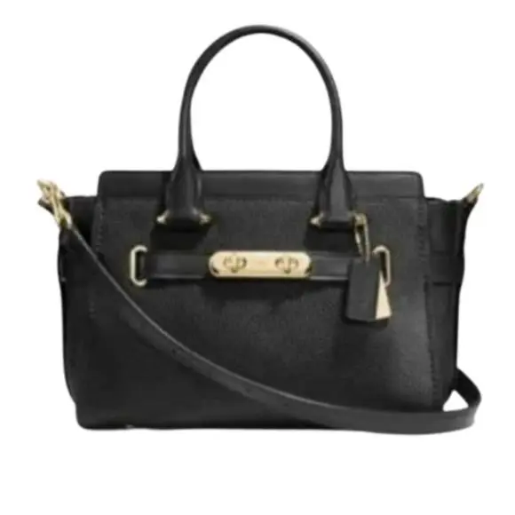 Coach 87295 Pebble Leather Swagger 27 Satchel Bag Purse Li/black