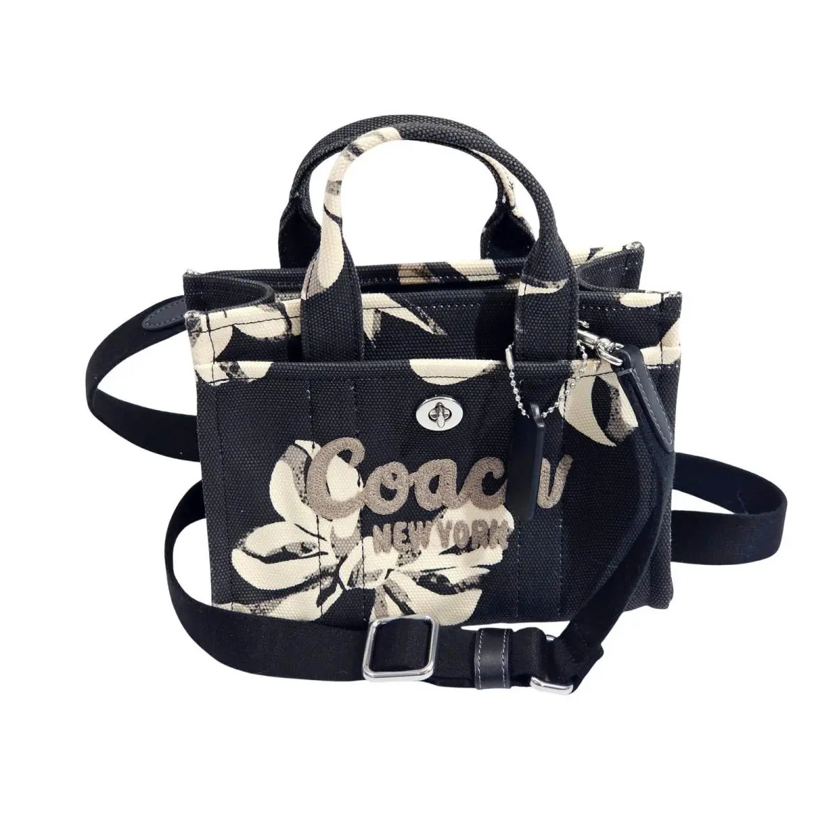 Coach Tote 20 Canvas Crossbody Cargo Tote Bag Floral Bow CZ102 Small Purse