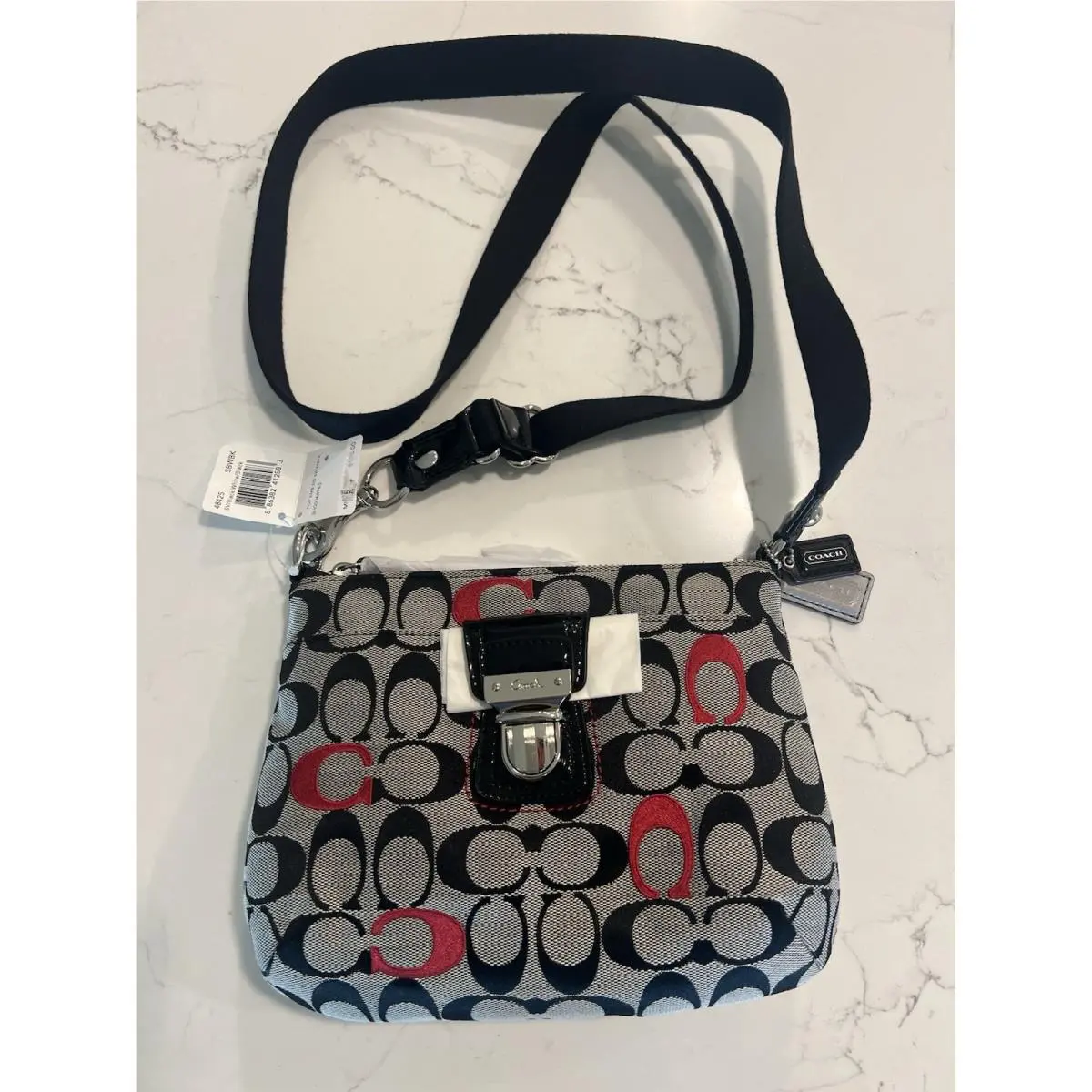 Vintage 90s Coach Pop Emblem Signature C Swingpack Crossbody Black Red