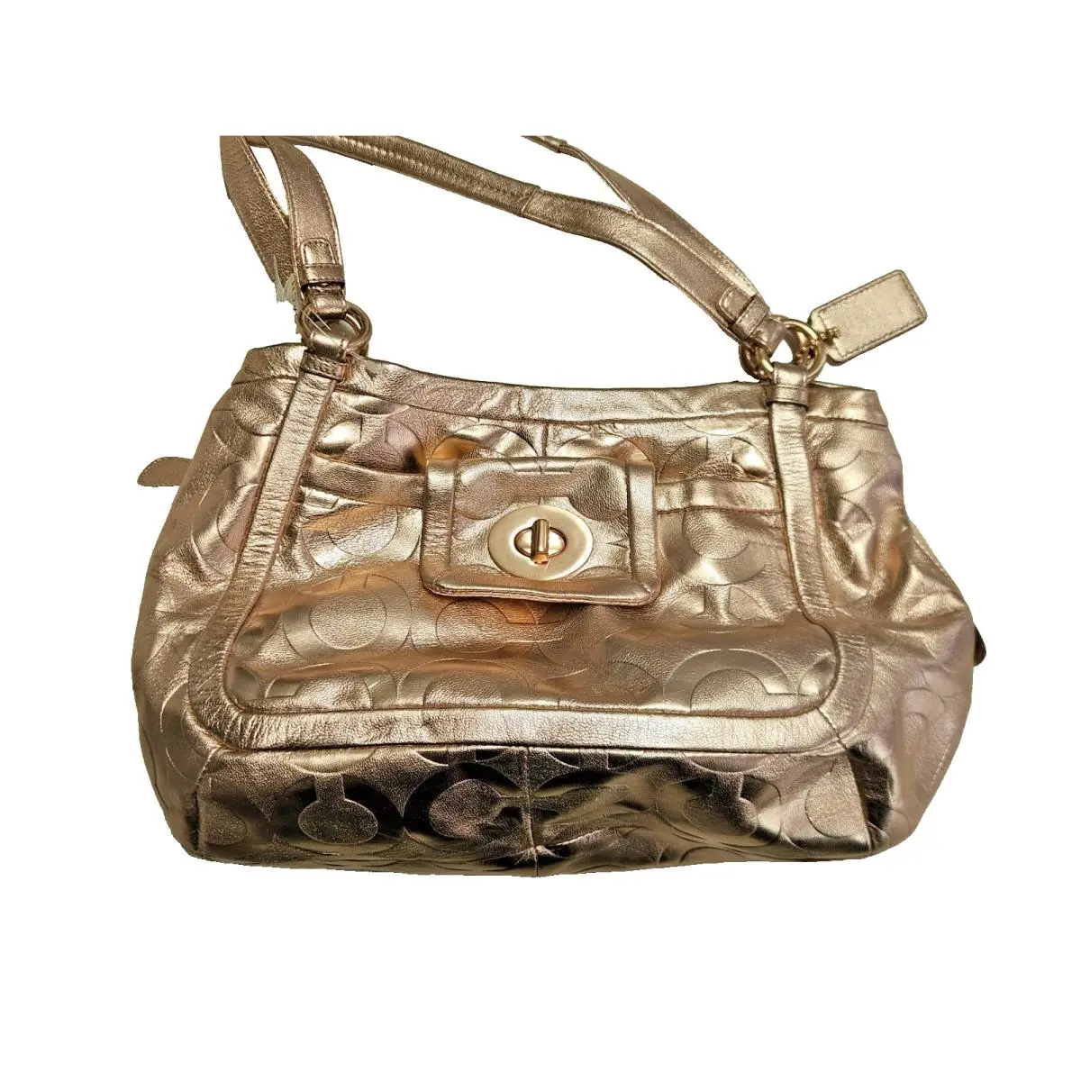 Coach Leather Shoulder Bag Parker Metallic Rose Gold C Embossed 13608
