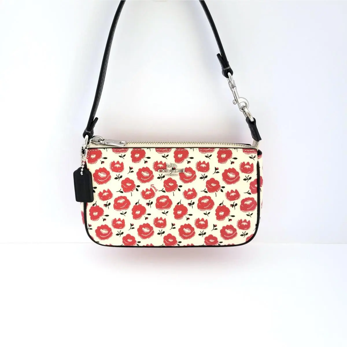 Coach CBM74 Nolita 19 Floral Print Small Handbag Clutch Chalk Black