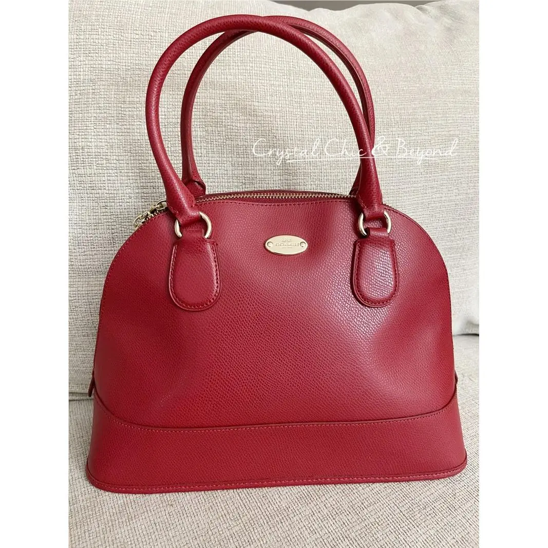Coach Dome Crossbody Satchel Handbag Crossgrain Leather Red F33909