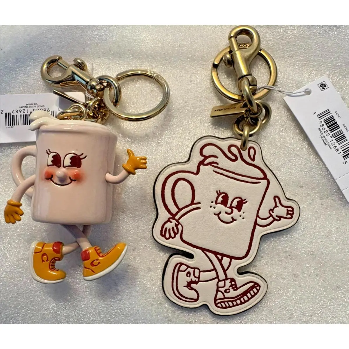 Coach Two Lil Miss JO Coffee Cup Bag Charm Keyring Key Fob Cafe Exclusive