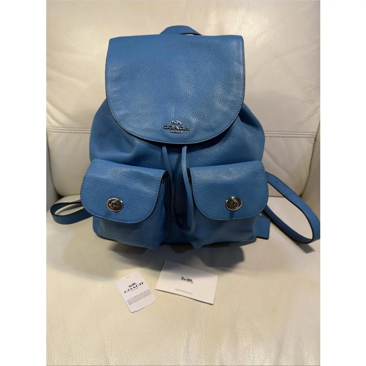 Coach Backpack f29008 Billie Pebbled Leather Backpack/purse Blue