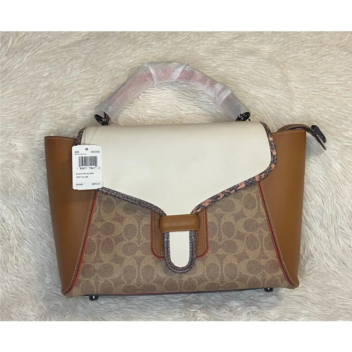 Coach Courier Carryall 23 Colorblock Signature w/ Snake Handbag Crossbody