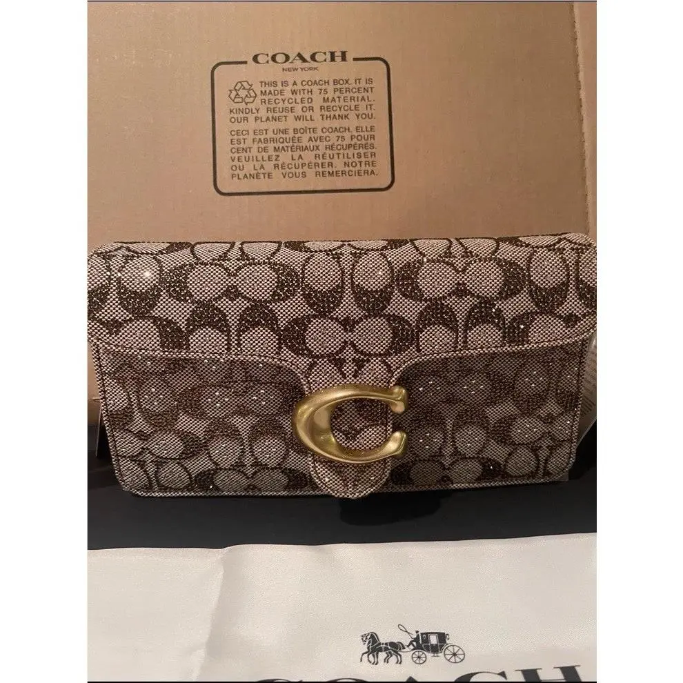 Coach Tabby 26 Signature Crystal Jacquard Shoulder Bag Crossbody Mushroom
