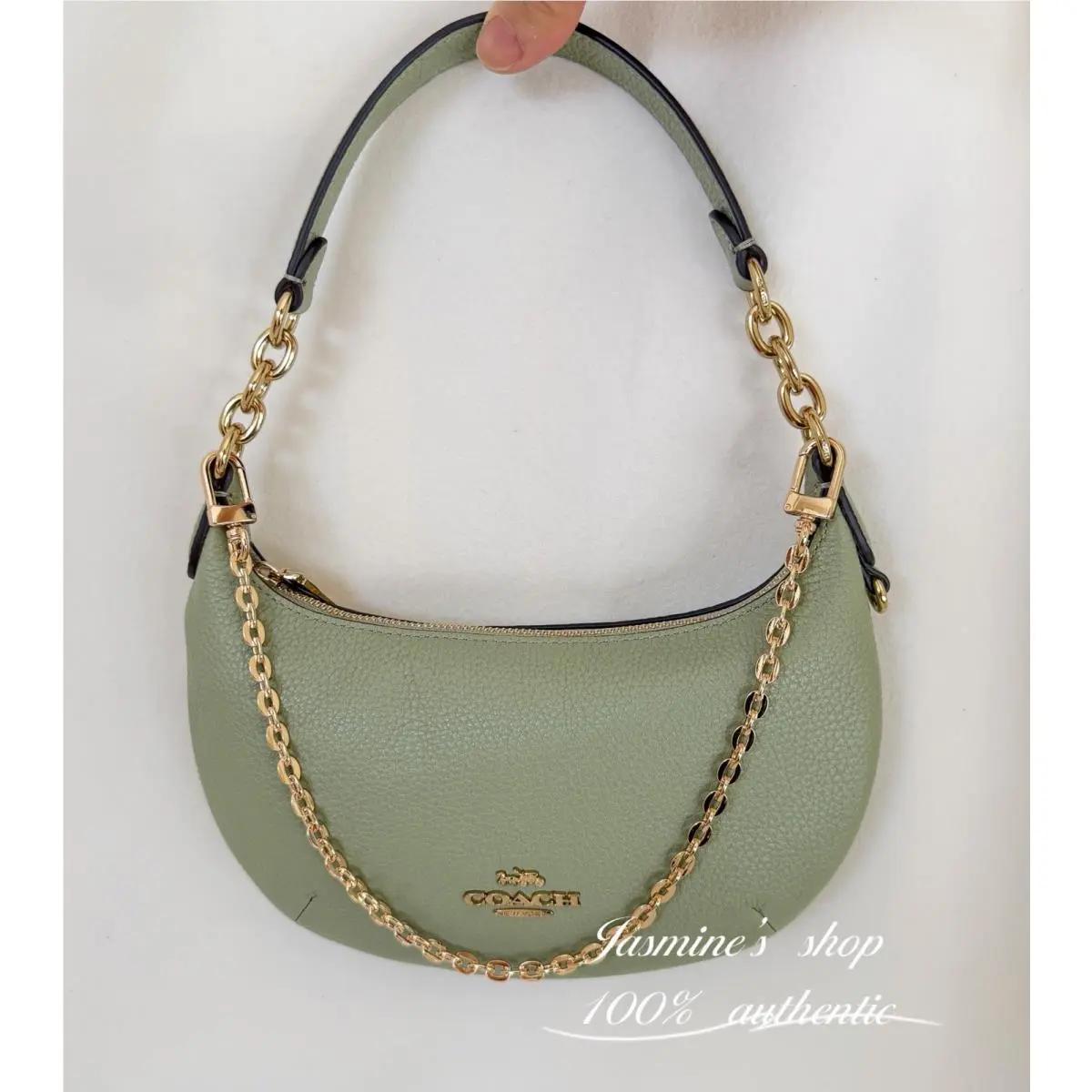 Mini Payton Shoulder Bag CEL08 Gold/pistachio Light Green Leather by Coach