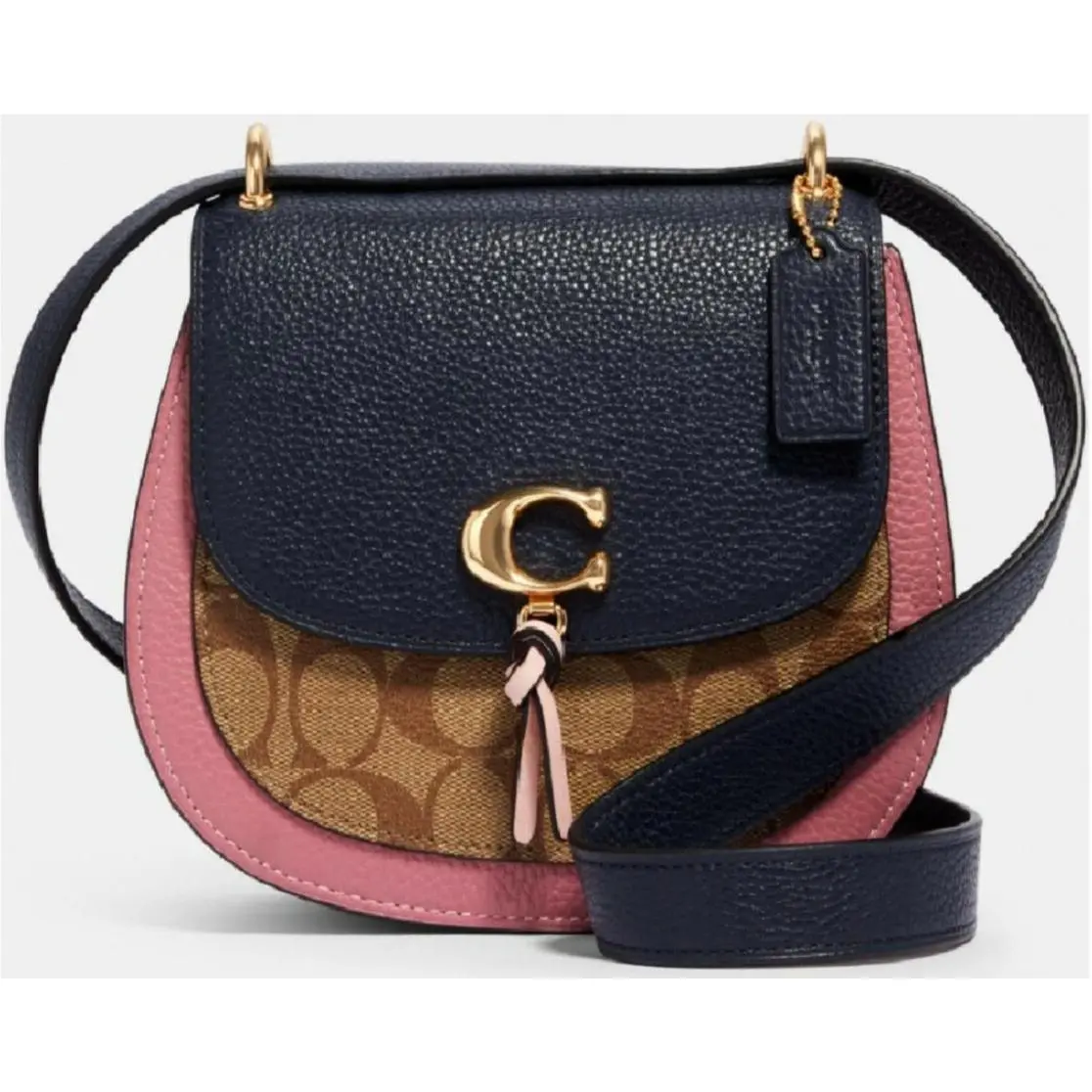 Coach Remi Sig CC Colorblock Saddle X-body Bag Khaki Midnight Multi Leather