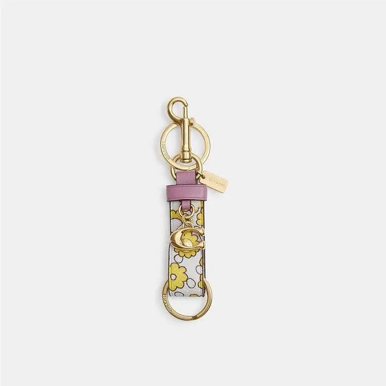 CBM45 Trigger Snap Bag Charm Lilac Floral Print by Coach
