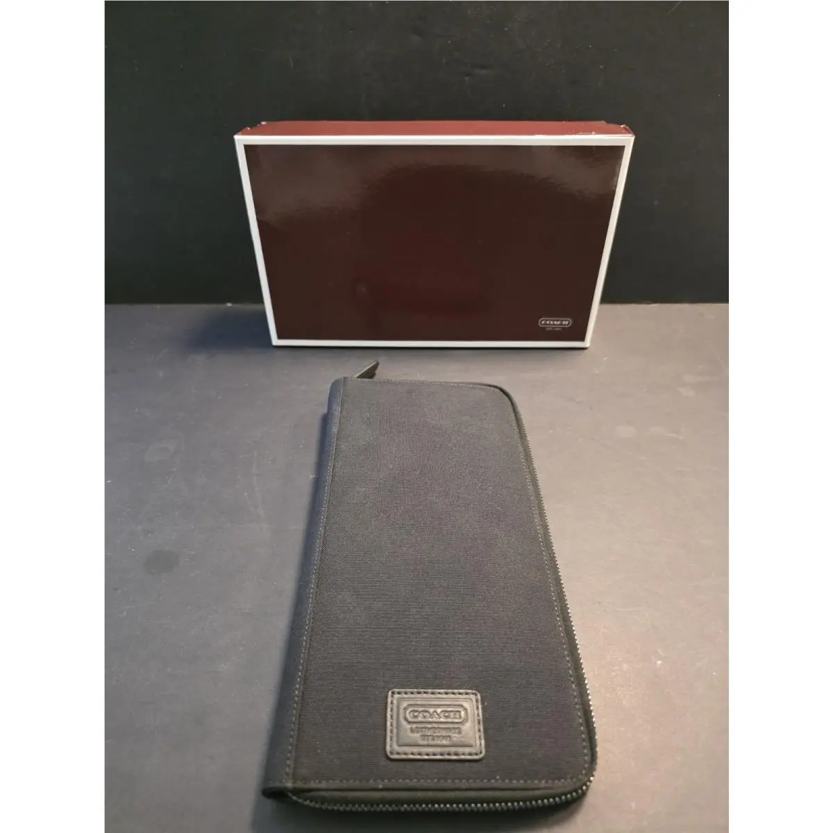 Coach Black Zip-around Travel Doc Case 2130 5958C Ships Free