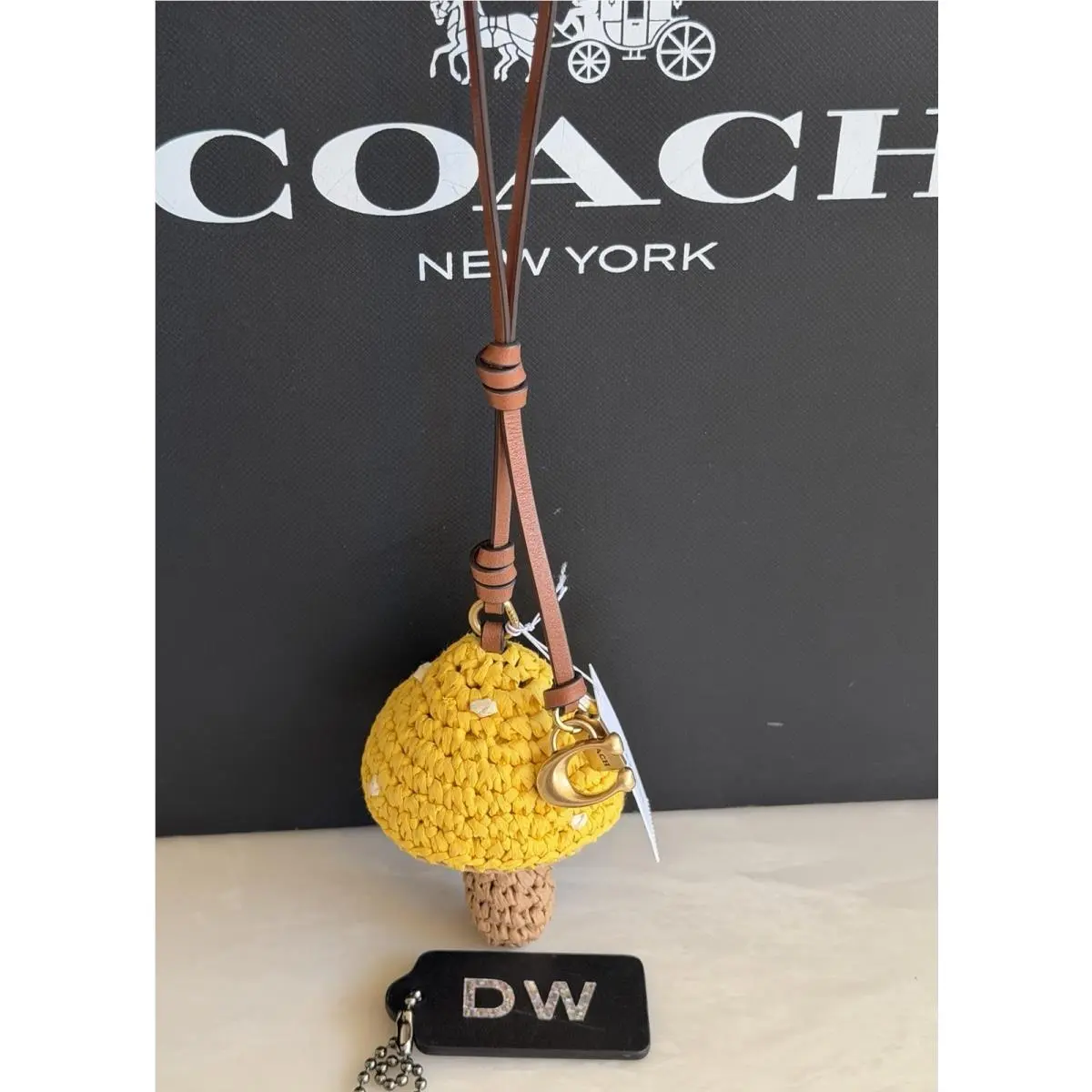 Coach Multicolor Straw Mushroom Bag Charm CER54