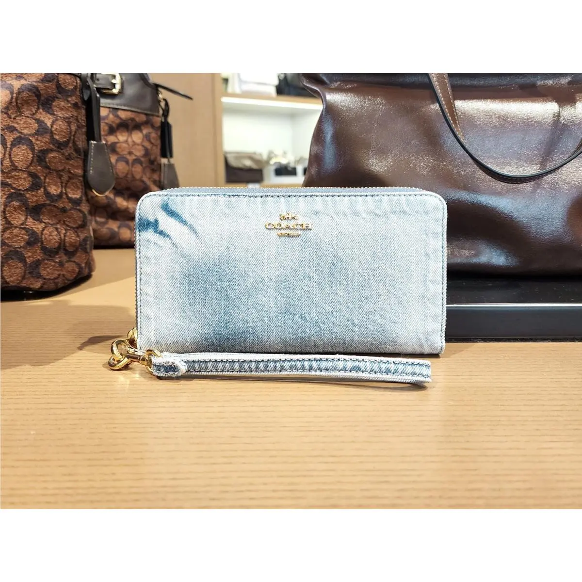 Coach Long Zip Around Wallet In Loved Denim CEC21