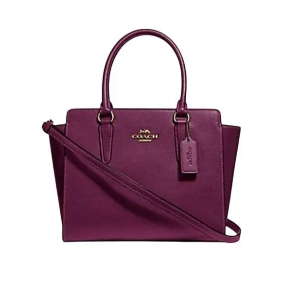 Coach F30555 Leah Satchel Purse Bag Im/dark Berry
