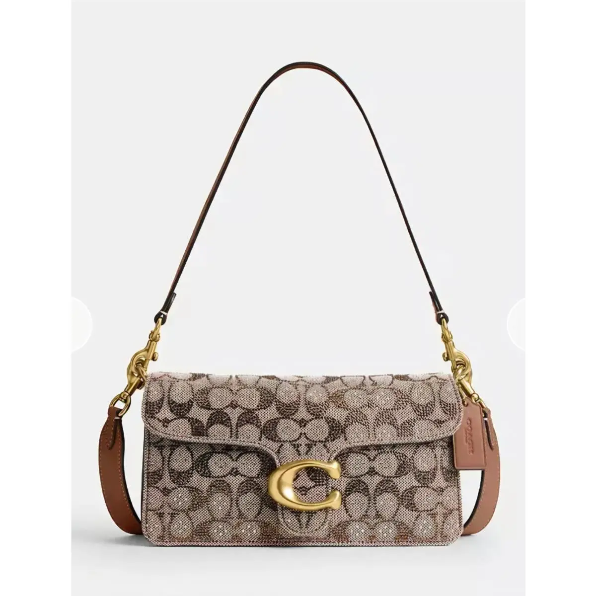 Coach Tabby Shoulder Bag 26 Crystal Signature Jacquard CDZ34 Brass Mushroom