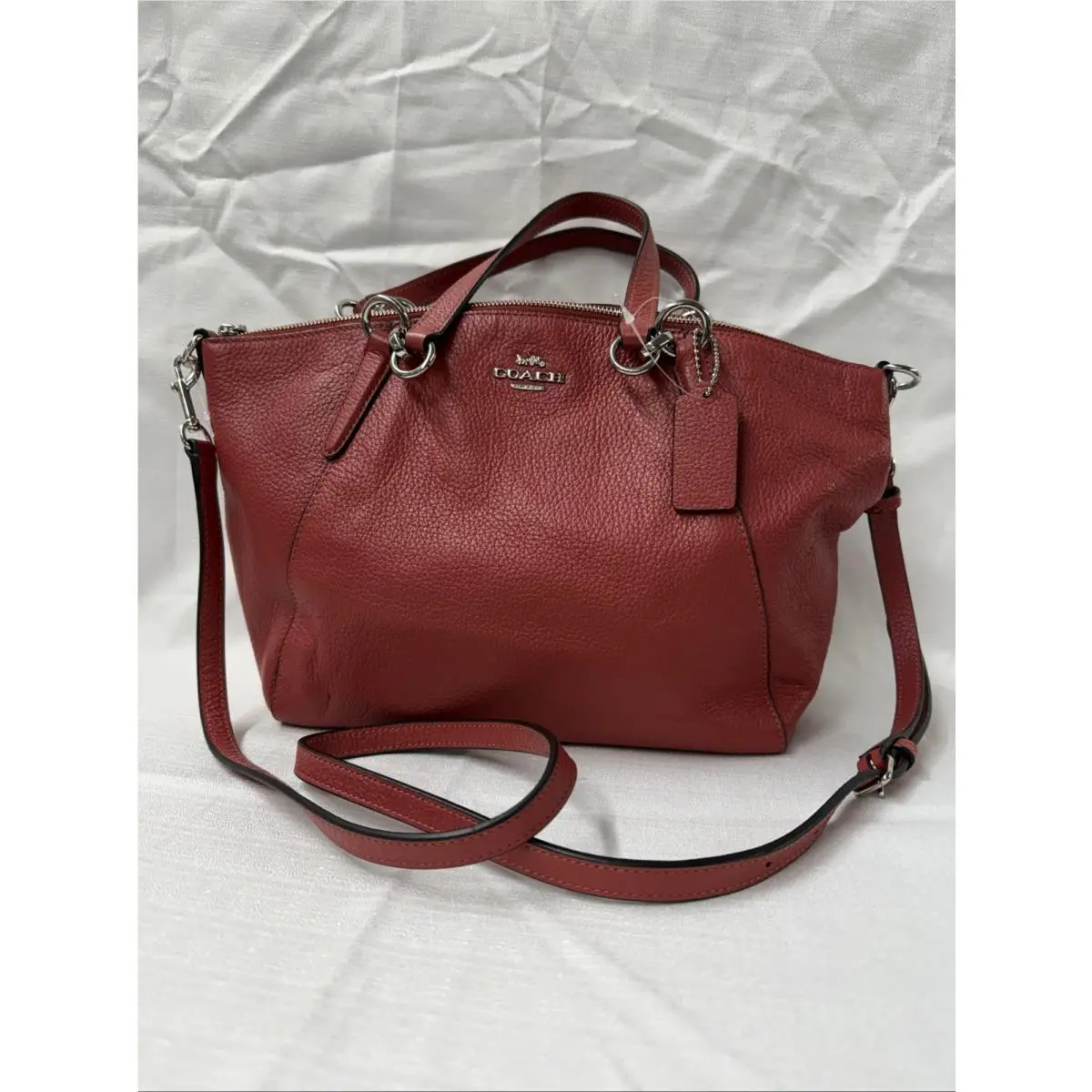 Coach Red Pebble Leather Crossbody Bag Kelsey F28993