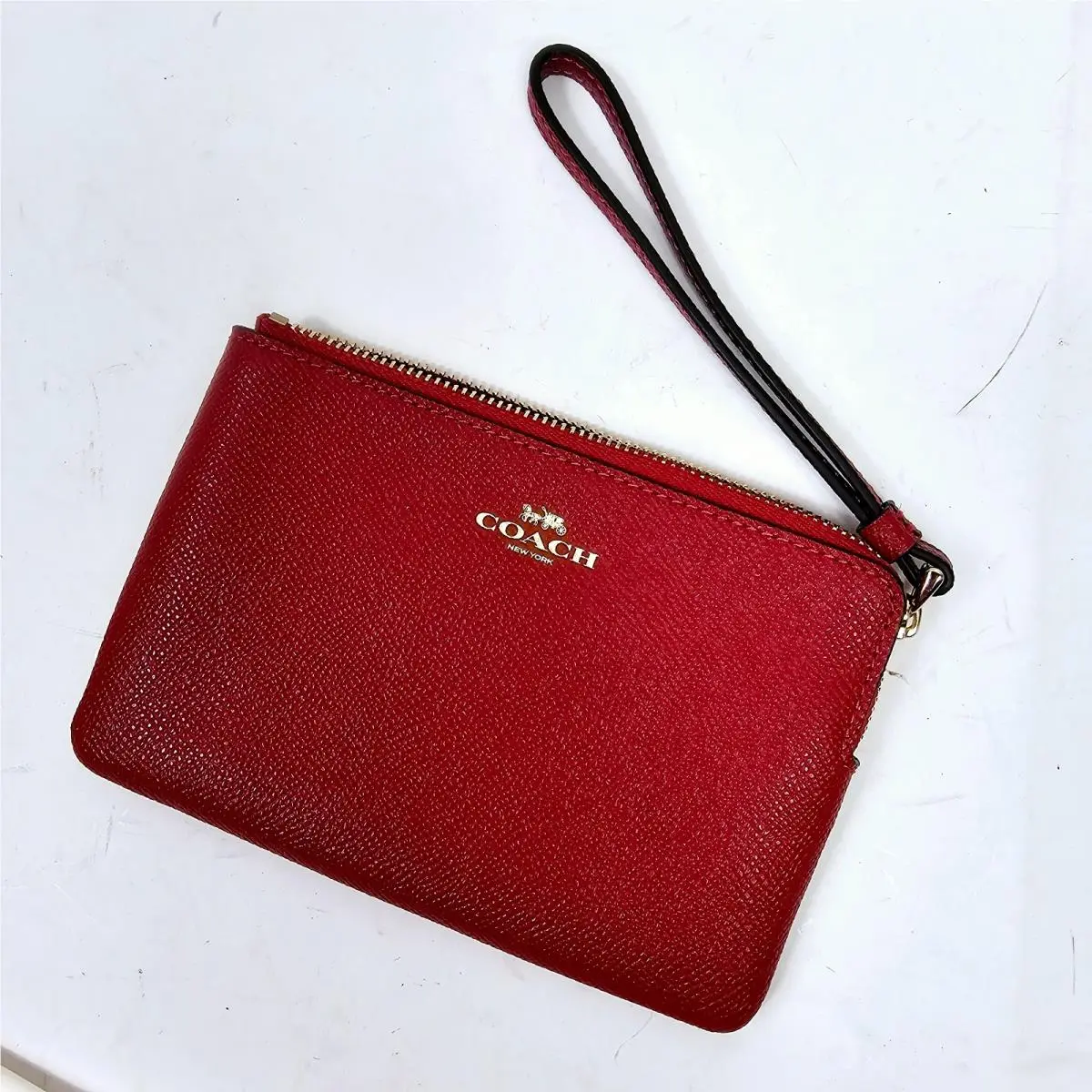 Coach Red Leather Wristlet Color 6.25 x 4