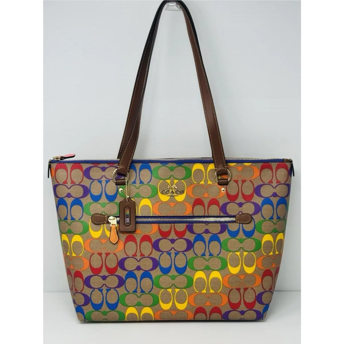 Gallery Tote in Rainbow Signature Canvas CA555 Pride Edition Rare by Coach