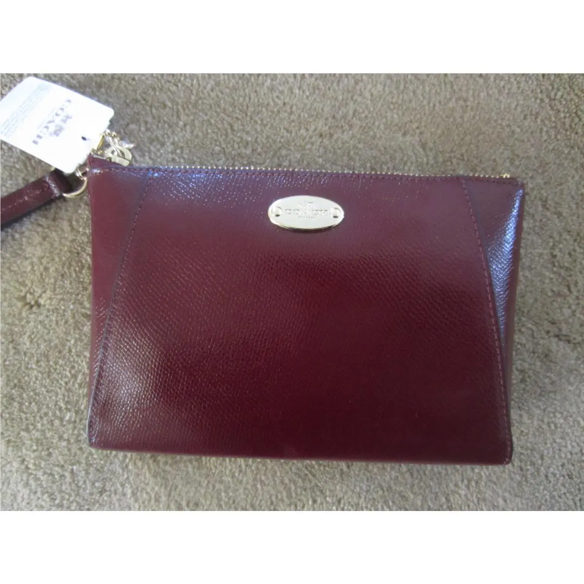 Coach 8 Crossgrain Leather Wristlet Bag Clutch Sherry F65055