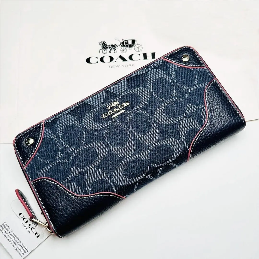 Coach Long Zip Around Wallet Signature Denim F53769 Outlet