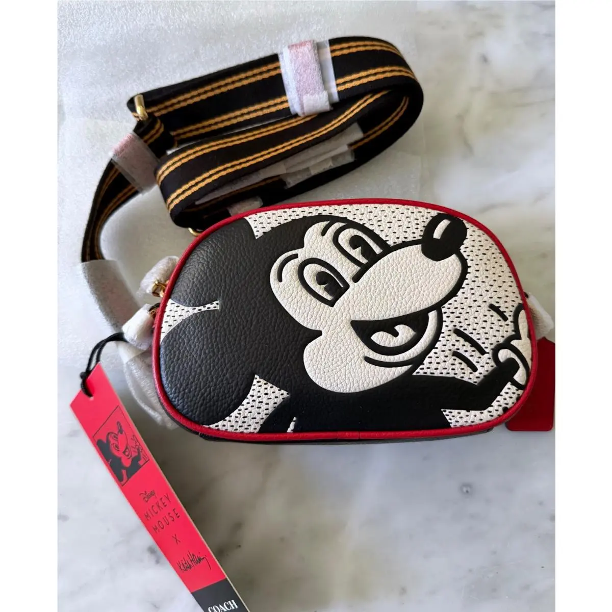 Coach Disney Mickey Mouse X Keith Haring Badge Camera Crossbody Chalk