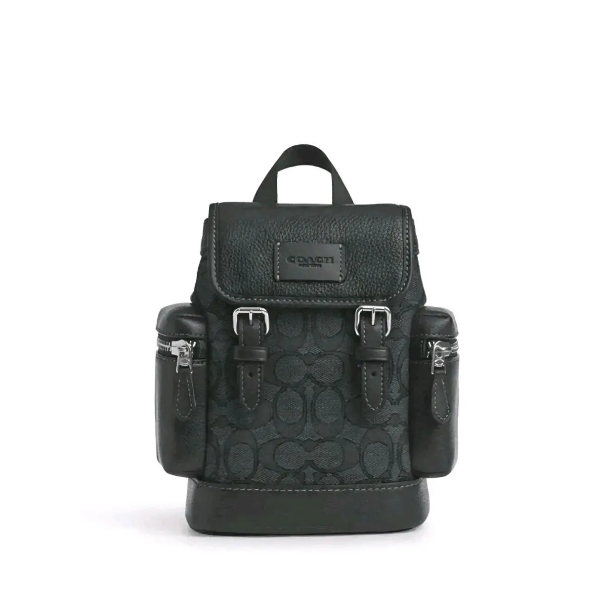 Coach Sprint Sling Signature Canvas Bag Black Charcoal Small Backpack CBF64