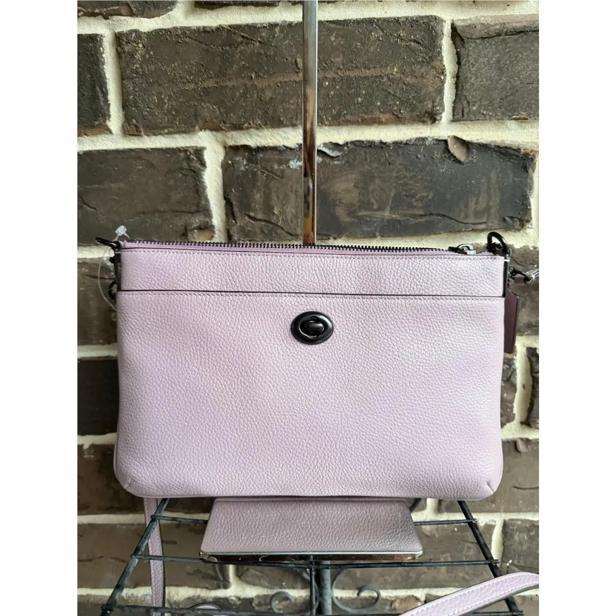 Coach Polly Lavander Purple Pebbled Leather Crossbody