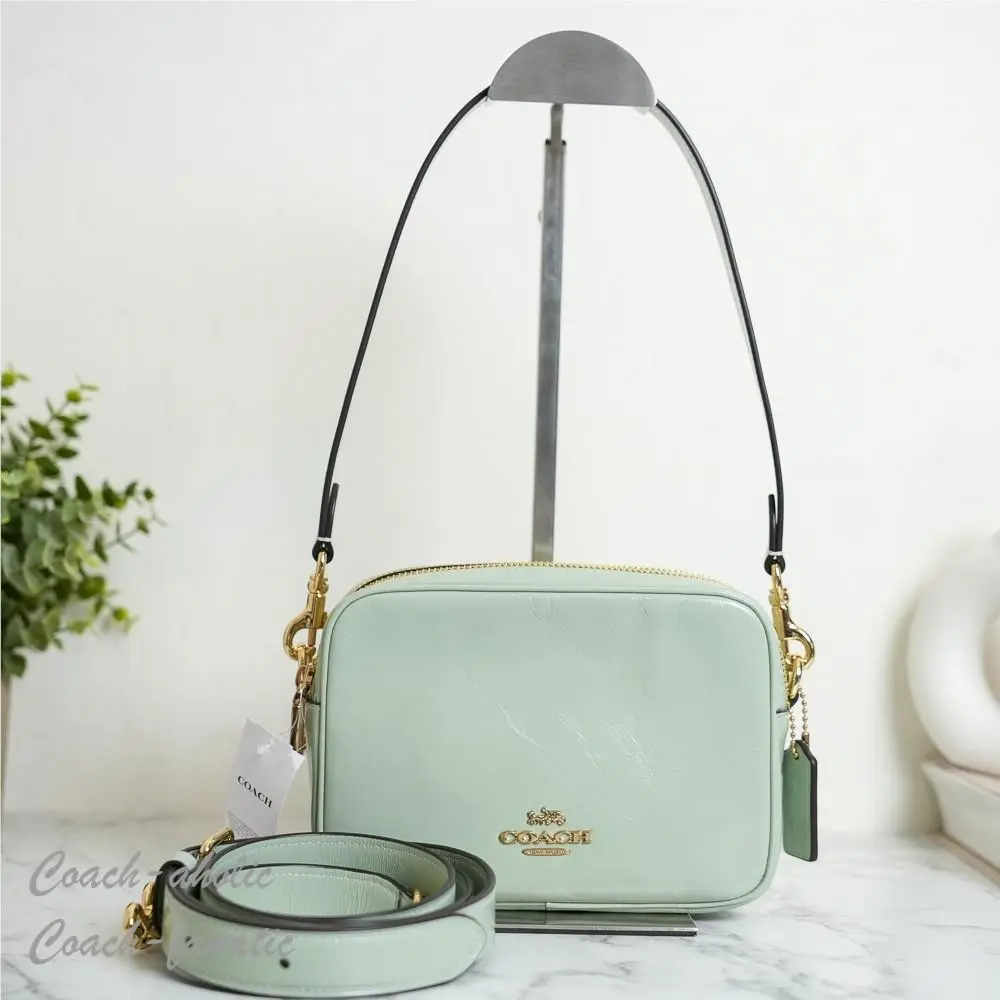 Coach CEK70 Mini Carey Crossbody Bag in Glazed Leather Gold/light Pistachio