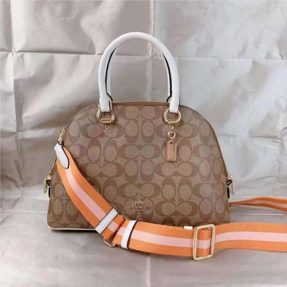 Coach C8499 Katy Satchel IN Signature Canvas Gold/khaki Multi